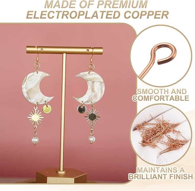 HARFINGTON 100pcs Open Eye Head Pins 0.94" 24mm Mini Metal Wire Eye Pins Beading Small Needles Bulk for Earring Pendant Necklace Bracelet Charm Jewelry Making Findings DIY Craft, Rose Gold