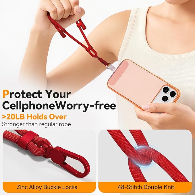 Phone Wrist Strap with 2 Phone Tether Tab, 2 Pack Adjustable Anti-Theft Cell Phone Lanyard for Travel & Outdoors