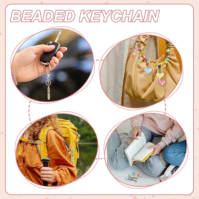 uxcell Beadable Keychain, Keychain Making Supplies, Blank Bead Metal Chain Bars for DIY Crafts Jewelry Making Gift
