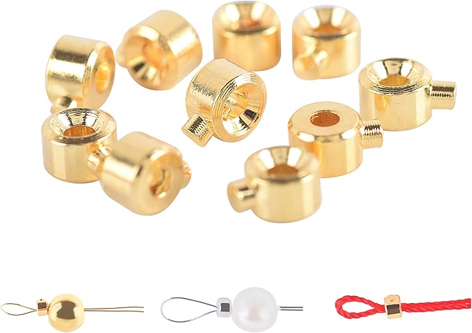KONMAY 30pcs Stopper Crimp Beads for Bracelets and Necklaces, 18K Gold Plated Golden 3.2mm Locker Seperator Beads, Positioning Spacer Beads for Jewelry Making