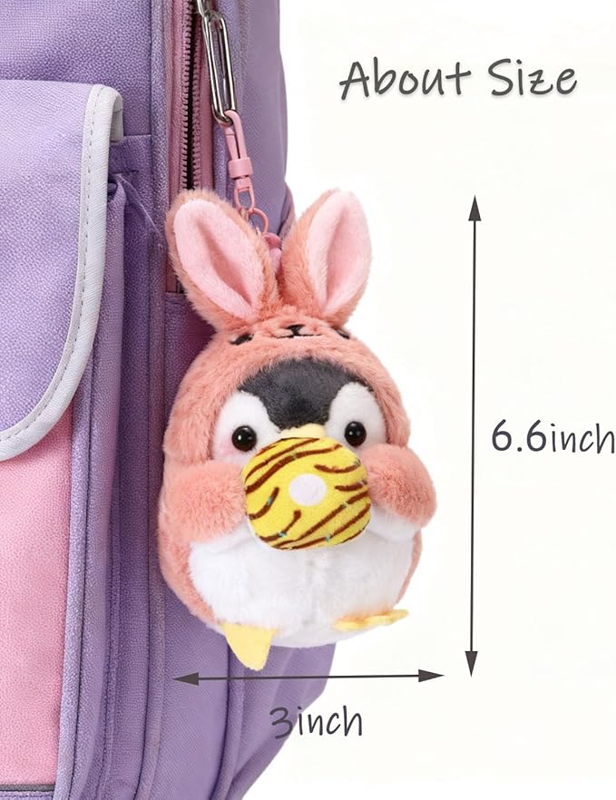 Penguin Plush Keychain Cute Stuff Cosplay Costume Change Clothing Donut Frog Unicorn Shiba Inu Bunny Tiger keyring
