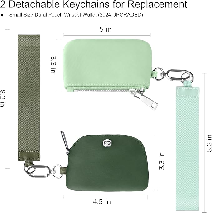 Babysun Mini Zip Around Dual Pouch Wristlet With 2 Straps Wristlet Keychain Wallet for Women Coin Purse Small Cute for Teen Girl