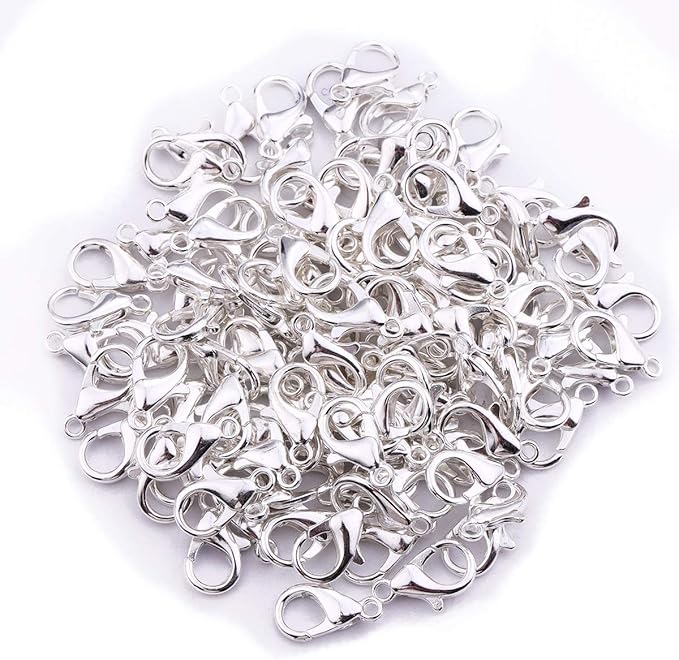 Alloy Lobster Clasps 14x7mm Silver Plated Lobster Claw Clasps for DIY Jewelry Making 100pcs