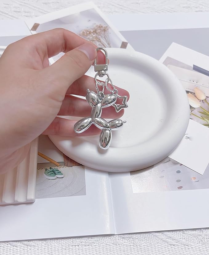 LAEKOU Star Balloon Dog Keychain for Women, Cute Y2K Key Chain Accessories, Aesthetic Charms for Bag Backpack