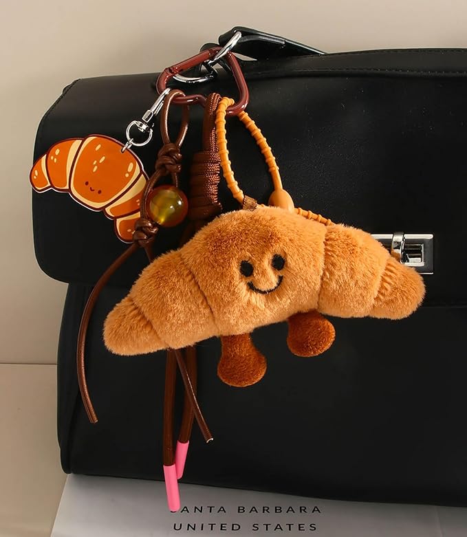Kawaii Plush Keychain Purse Charms Cute Brown Bag Charms for Women Handbags