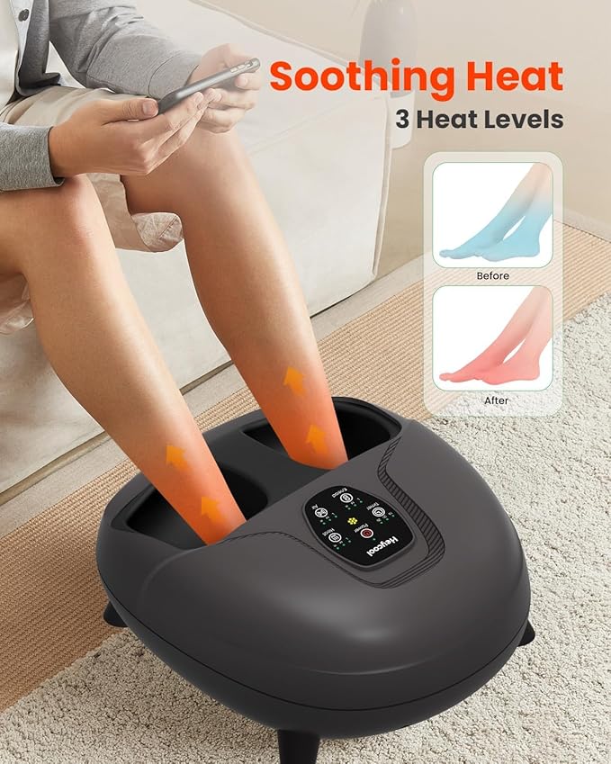 Heycool Shiatsu Foot Massager Machine with Heat,Feet Massager for Plantar Fasciitis Neuropathy, Soles & Instep Heating, Remote Control, Up to Men Size 14, Gift for Mom Dad