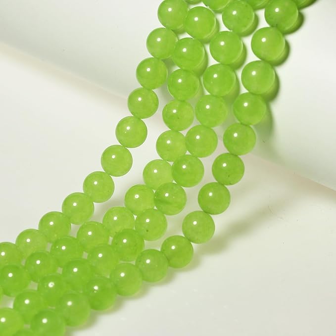MJDCB Stone Beads 6mm 60pcs Round Fruit Green Jade Loose Gemstone Bead Charms for Jewelry Making Bracelet Necklace Earring Pendant