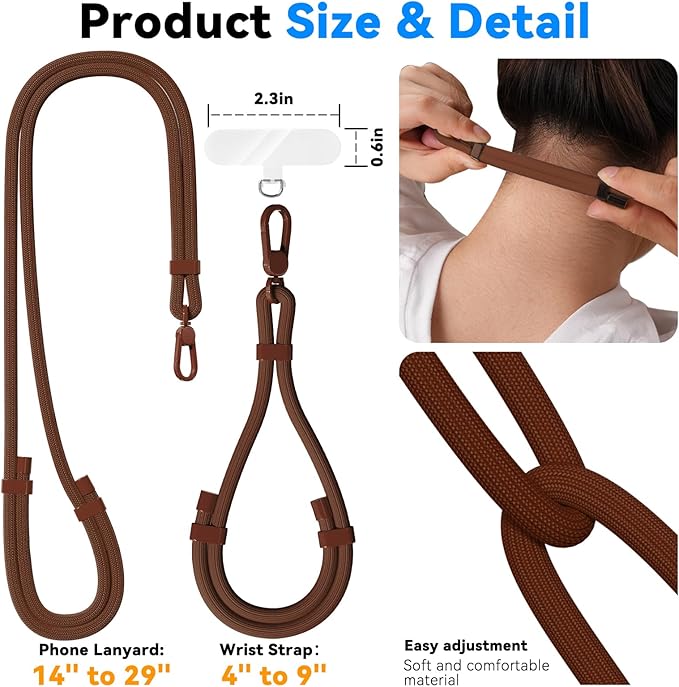 4 Pack Phone Lanyard & Wrist Strap, Cell Phone Lanyard for Around The Neck Adjustable Phone Strap for Most Smartphones