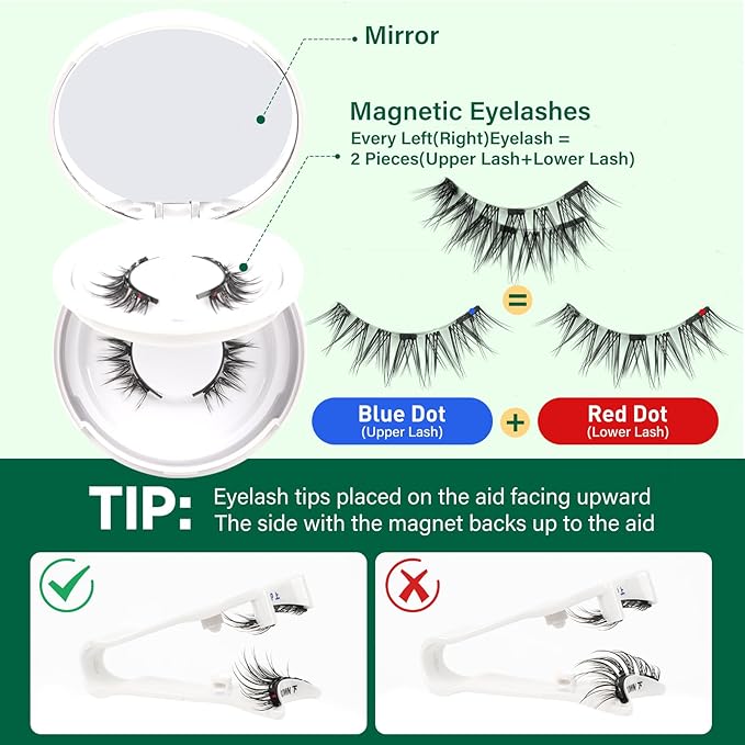 KEYYOU Reusable Magnetic Eyelashes 2 Pair with Applicator No Glue Needed 3D Natural Magnetic Lashes, Easy to Apply & Long Lasting for Daily Use & Events(A01+A05)