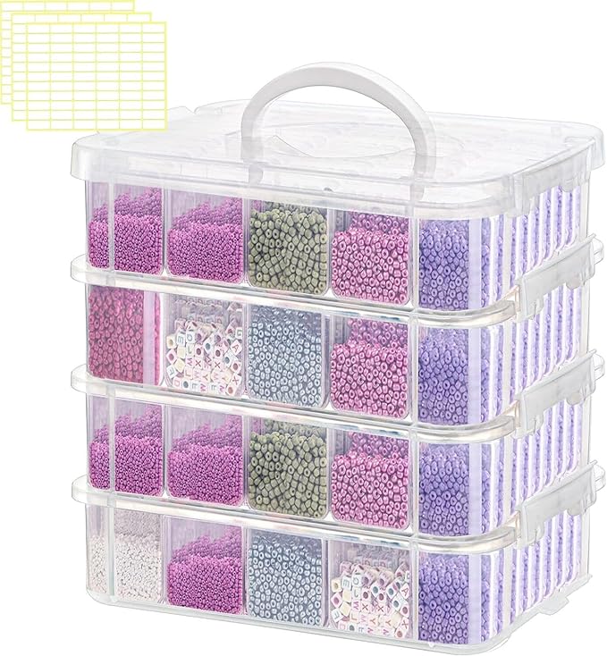 160pcs Bead Storagebead organizer boxes,4-Tier bead organizer boxes and craft storage boxes,Bead storage Stackable portable box,DIY Jewelry Craft Nails, Bracelets, Jewelry, (160pcs(2.09x1.57x0.8Inch)