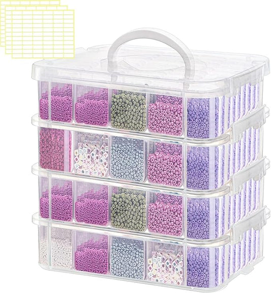 160pcs Bead Storagebead organizer boxes,4-Tier bead organizer boxes and craft storage boxes,Bead storage Stackable portable box,DIY Jewelry Craft Nails, Bracelets, Jewelry, (160pcs(2.09x1.57x0.8Inch)
