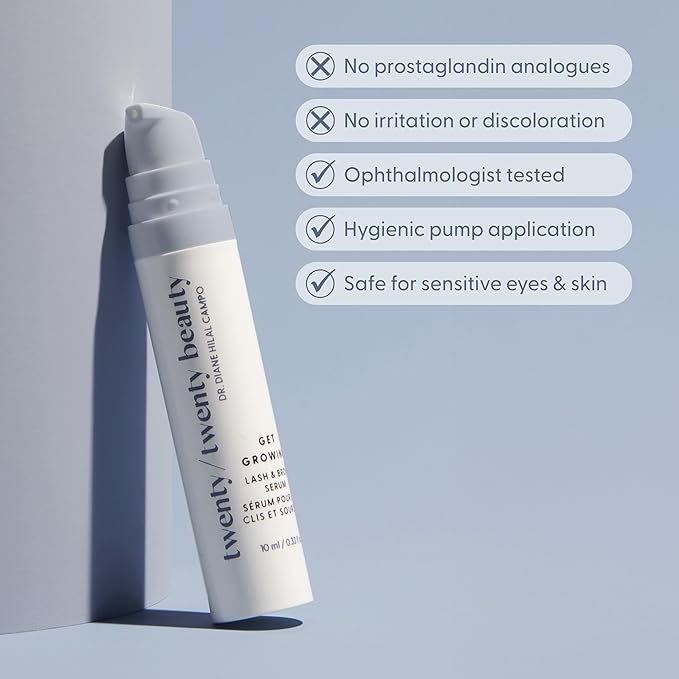 Get Growing Lash & Brow Serum – Thicker, Fuller Looking Lashes & Brows - Ophthalmologist Developed, Safe for Sensitive Eyes - Vegan, Cruelty-Free, Clean Ingredients