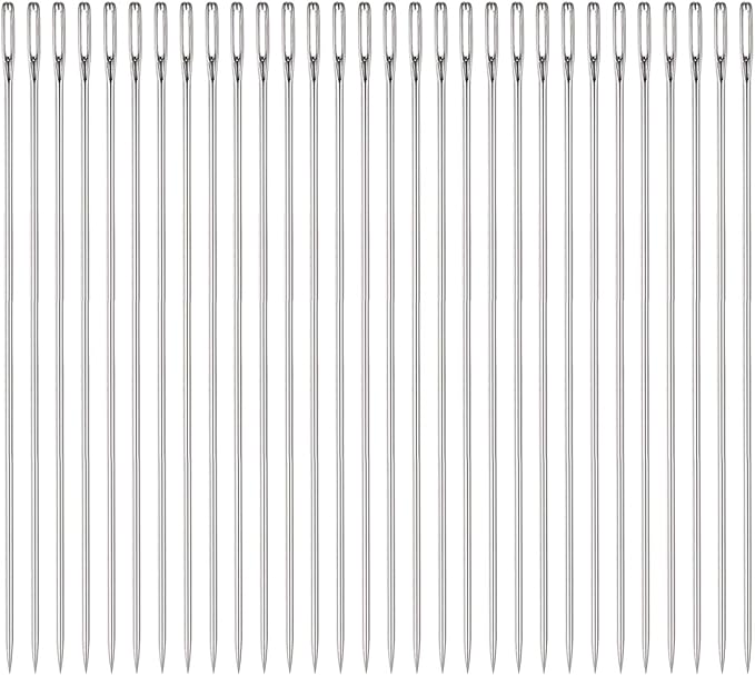 HARFINGTON 30pcs Beading Needles 1.6mm Dia Long Straight Sewing Needles Stainless Steel Embroidery Sewing Needles 5Inch