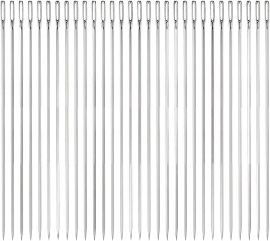 HARFINGTON 30pcs Beading Needles 1.6mm Dia Long Straight Sewing Needles Stainless Steel Embroidery Sewing Needles 5Inch