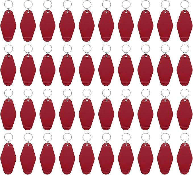 uxcell 40pcs Hotel Keychains Blank Vintage Plastic Rhombus Motel Keychains Hotel Key Tags Rings for DIY Luggage Labels