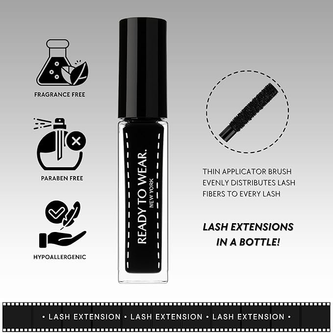 Ready To Wear Lash Extension - Fine DRY Fibers to Extend Lashes, Instantly Volumize & Elongate - No Glue Needed (Must use with Mascara)