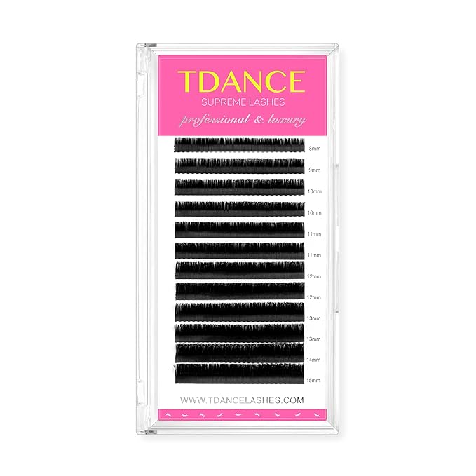 TDANCE Lash Extension Matte Black Eyelash Extension C CC D DD J B L Curl Volume & Classic Lash Extensions 0.03-0.18mm Thickness Professional Salon Use(0.03-B,8-15 mm)