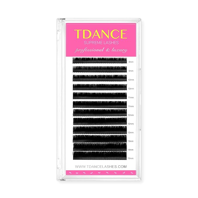 TDANCE Lash Extension Matte Black Eyelash Extension C CC D DD J B L Curl Volume & Classic Lash Extensions 0.03-0.18mm Thickness Professional Salon Use(0.07-B,8-15 mm)
