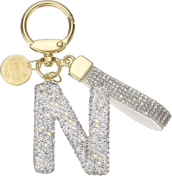 PATIKIL Initial Letter Keychain, Cute Sparkly Rhinestone Key Chain Alphabet Charm for Car Keys Handbags Purse