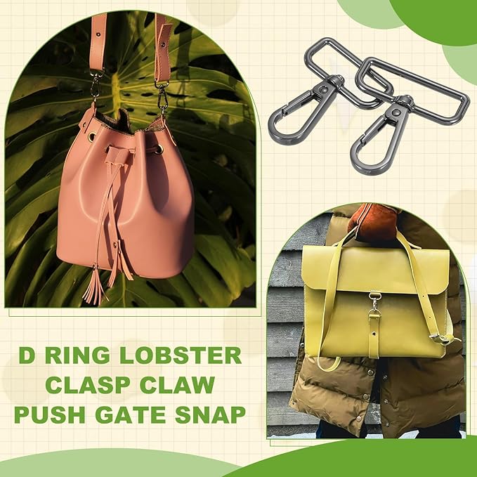 Swivel Snap Hooks, Metal D Ring Keychain Lanyard Clip Hook Lobster Clasp Claw Push Gate Clip - Fitting for(Purse Making - Sewing - DIY Crafts) 6 Pcs & 1" & Graphite Black