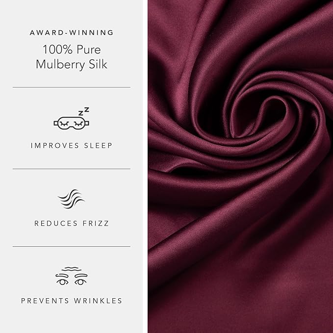 Fishers Finery 25mm 100% Pure Mulberry Silk Pillowcase (Red King 2 Pack)