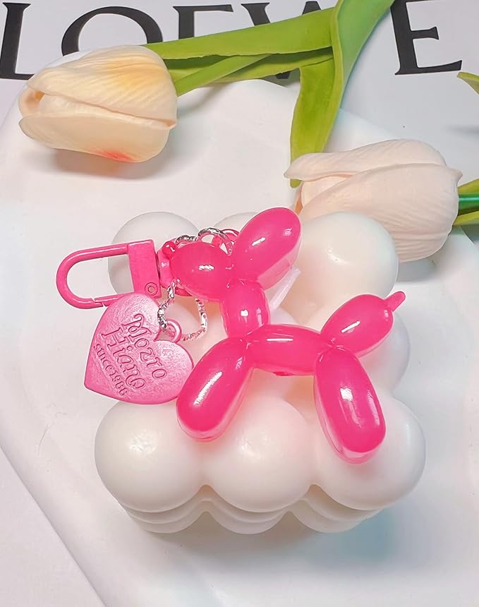 LAEKOU Jelly Balloon Dog Design Keychain for Women, Cute Girls Key Chain, Bag Charms Accessories for Car Purse Backpack