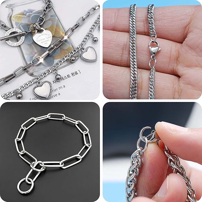 O Ring Connectors Stainless Steel Quality Jump Rings Set 304 Metal Open Rings for Jewelry Making Connectors (Silver)