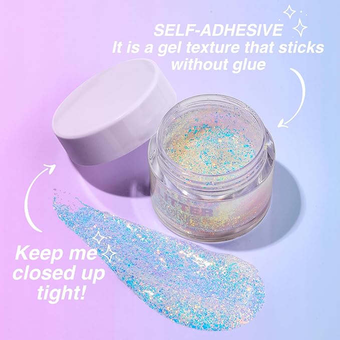 BestLand Holographic Body Glitter Gel - Cosmetic-Grade, Halloween Glitter for Face, Body, and Hair, Safe and Easy to Use, Perfect for Festivals Parties, Vegan & Cruelty Free (03 Mystic Purple)