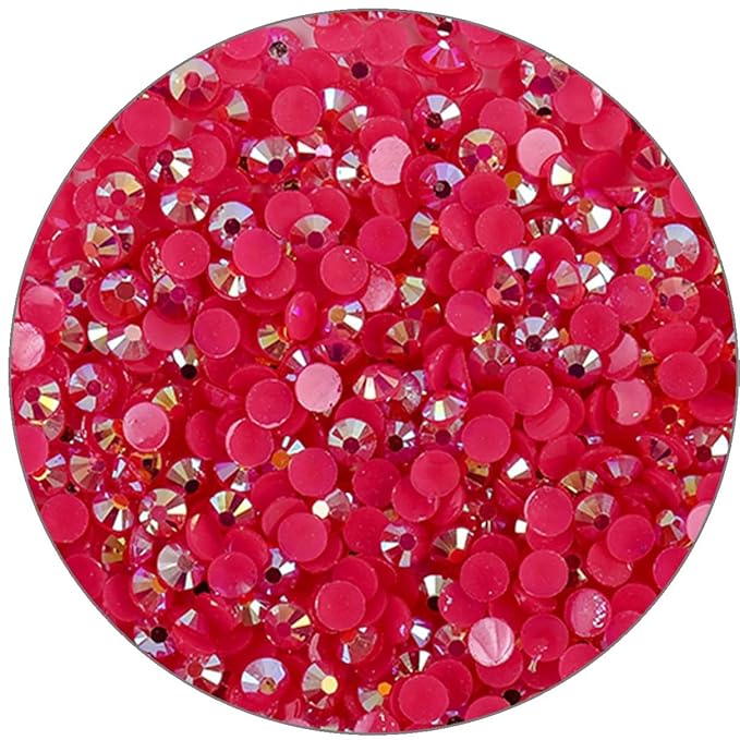 3000 Pieces SS6 2mm Flatback Rhinestones Clear Glasses Round Gems AB Crystals for Nail Art DIY Crafts Clothes Glitter Stones （Dark Rose Red）