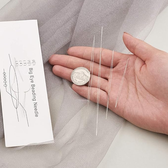 Craftdady 8Pcs Big Eye Beading Needles 4 Sizes Stainless Steel Collapsible Embroidery Sewing Needles for Jewelry Making