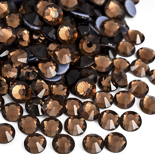 1440pcs Hotfix Rhinestones Flatback Crystal Rhinestones for Crafts Crafting Clothes Shoes DIY Decorations, 3.2mm SS12, Smoke Topaz