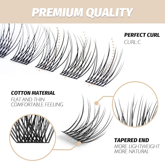 DIY Eyelash Extension Lash Clusters 120 Clusters False Eyelash 3D Effect Individual Natural Lashes Set at Home Eyelash Extension Kit Lashes Pack Volume Cross Mixed
