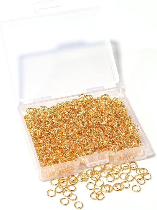 1000 Pcs 4mm Open Jump Rings Gold Plated Jump Rings for Jewelry Making Iron Made Single Ring Bulk for DIY Craft Earring Necklace Bracelet Pendant Choker Jewelry Making Findings
