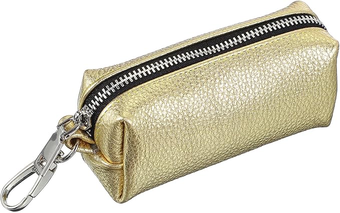uxcell Leather Coin Purse, Leather Car Key Holder Bag Hand-held Change Purse Keychain Pouch Small Coin Pouch with Key Ring for Women and Men, Golden