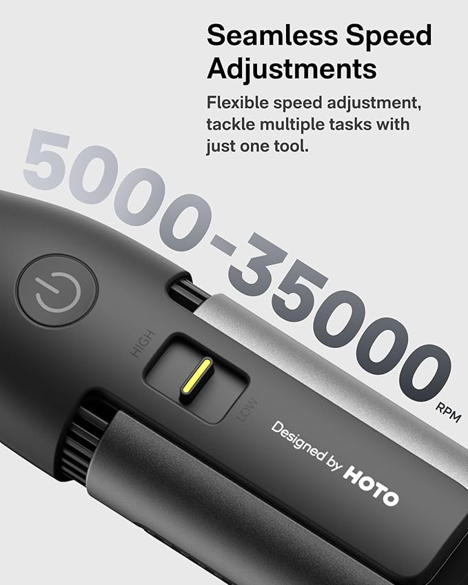 HOTO 12V Cordless Rotary Tool Kit Pro, Powerful Engraving Pen, 35000RPM Variable Speed, 3000mAh USB-C Rechargeable, LED Light, 37 Accessories, for Carving, Sanding, Polishing, Drilling, Cutting, DIY