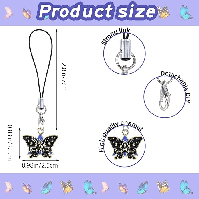 BEEFLYING Cute Charms for Mobile, Kawaii Charms Straps Aesthetic Y2K Cell Phone Pendants Accessories for Phone Bag Keychain Airpods Camera Wallet Decor