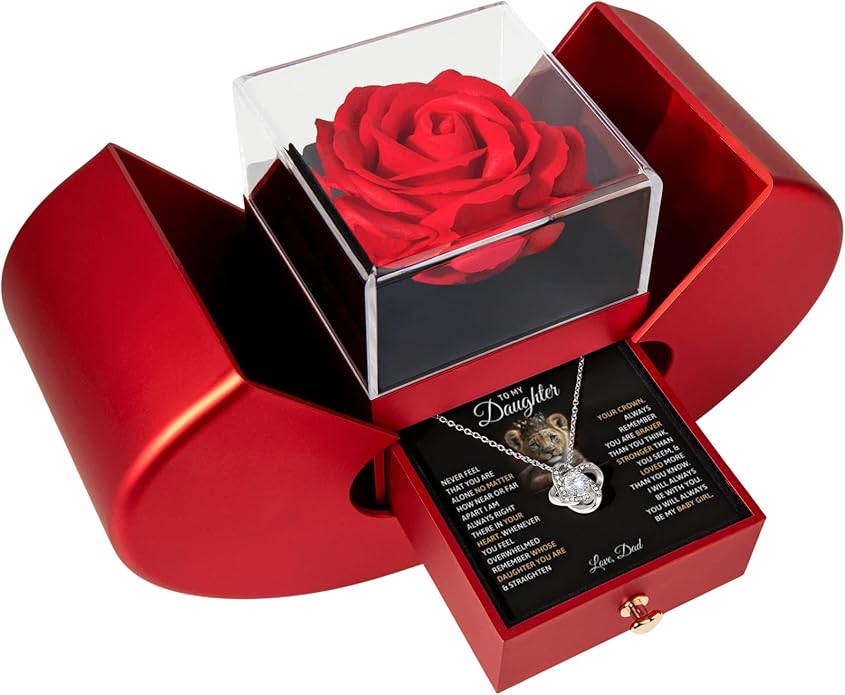 To My Beautiful Daughter Necklace from Mom & Dad | Cubic Zirconia Pendant with Heartfelt Message Card & Gift Box | Daughter Birthday, Graduation, Christmas Jewelry Gift from Parents