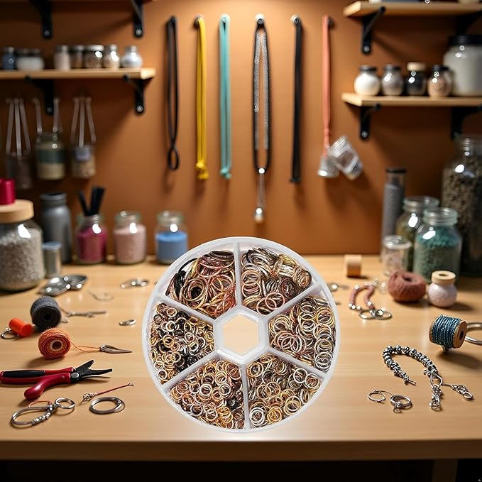 1940 Pcs Multicolour Metal Jump Rings Small Crafts Jump Jewelry Connectors Assorted Size Connector Rings Open O for Keychain Making Jewelry Findings