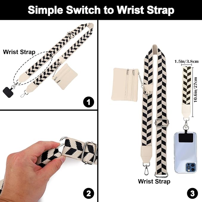 XANGNIER Clip and Go Strap for Phone with Wallet Crossbody, Phone Strap with Zippered Wallet, Adjustable Anti Theft Cellphone Lanyard for Women, Cellphone Chain Accessories,Multicolor 4