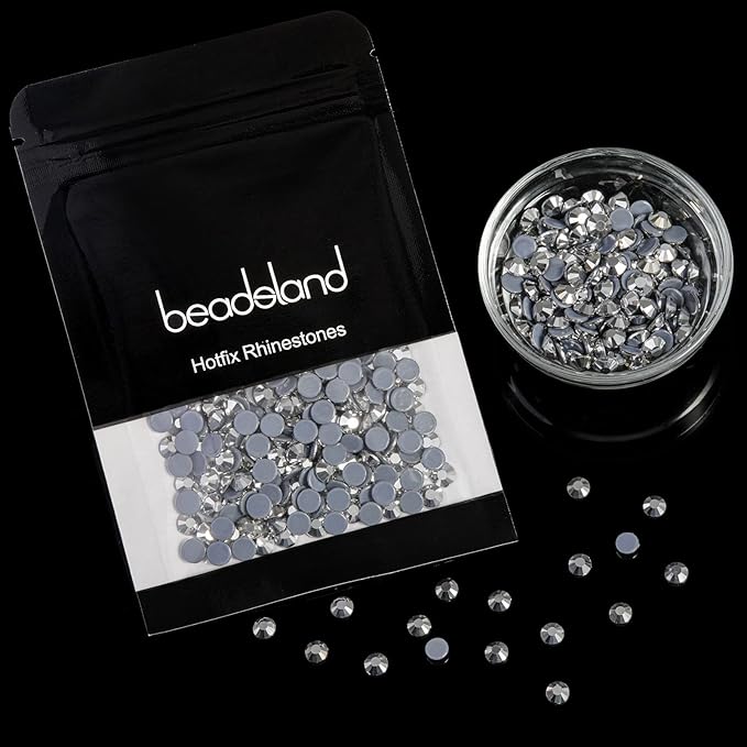 Beadsland Hotfix Rhinestones, 2880pcs Flatback Crystal Rhinestones for Crafts Clothes DIY Decoration,Silver Hematite, SS10, 2.7-2.9mm
