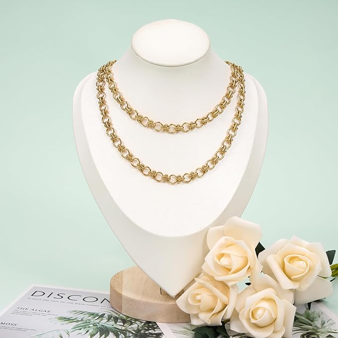 UMAOKANG 2 Meters Gold Plated Stainless Steel Chains for Jewelry Making Circle Link Chain on Spool with Jump Rings and Lobster Clasps