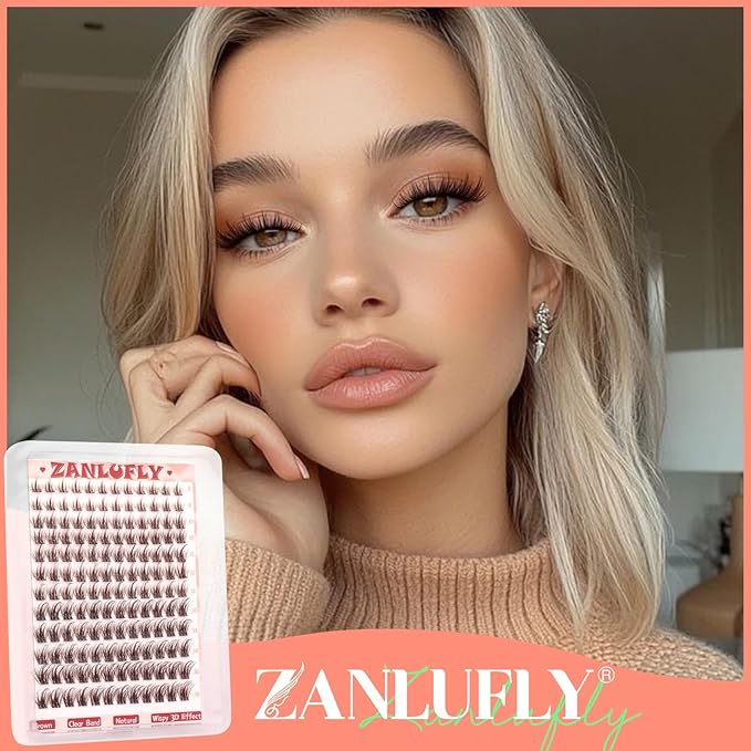 Brown Lash Clusters Wispy Spiky Eyelash Clusters Dark Brown Lash Extension Natural Invisible Band Cluster Eyelash Extensions DIY Individual Lashes Clusters Brown 8-16MM by zanlufly