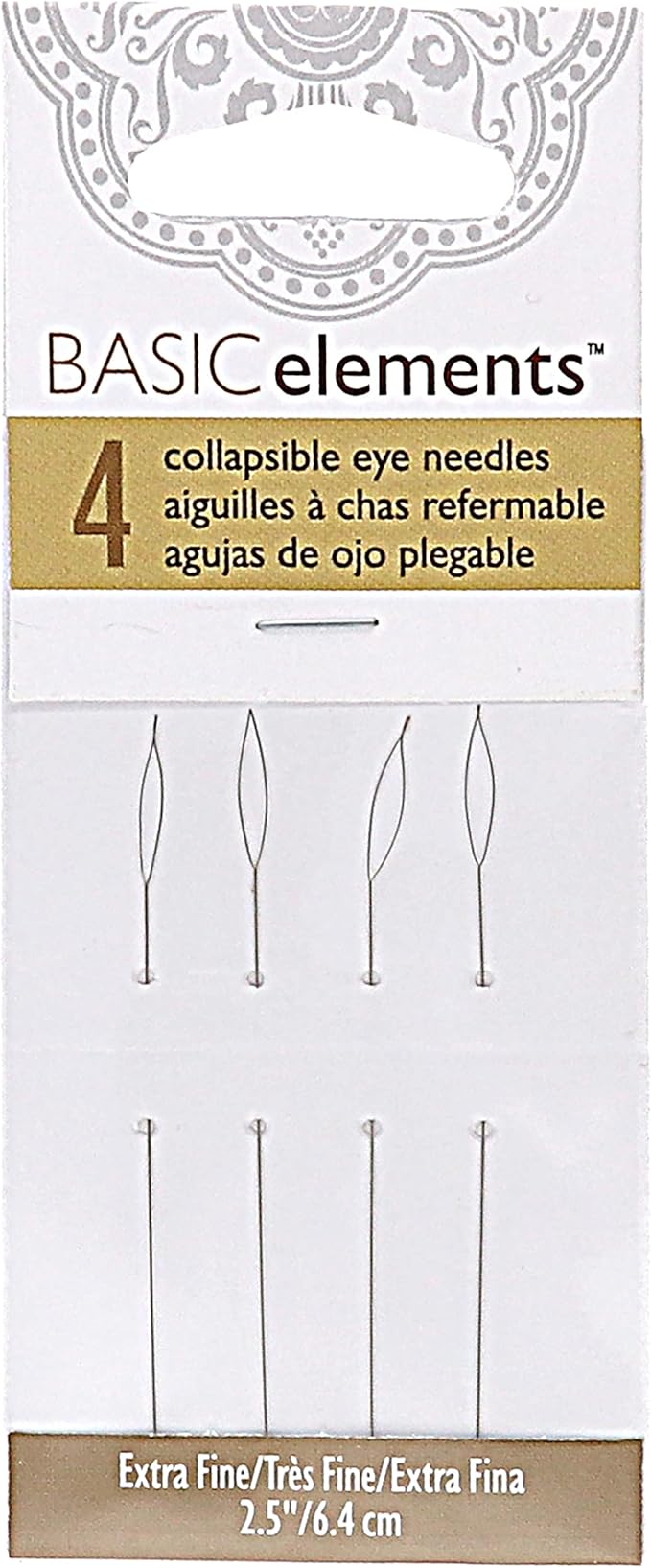 The Beadsmith Basic Elements Collapsible Eye Needles – 2.5 Inch Long – Flexible Twisted Wire – Large Eye, Easy to Thread – 4 Extra Fine Needles