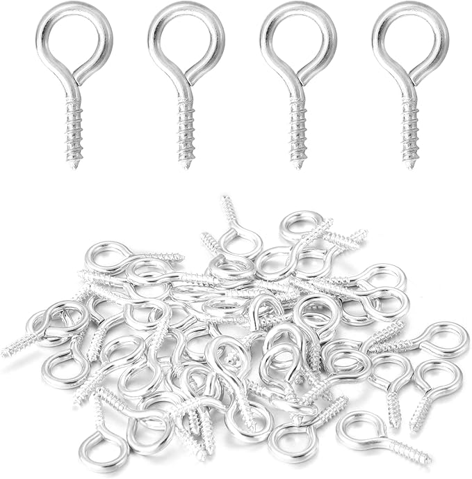 200 Pcs Metal Screw Eye Pins Hooks 0.55inch/7X14mm Heavy Duty Screw Eye Pins for DIY Jewelry Making Silver Plated Eye Bolt Arts & Crafts Project