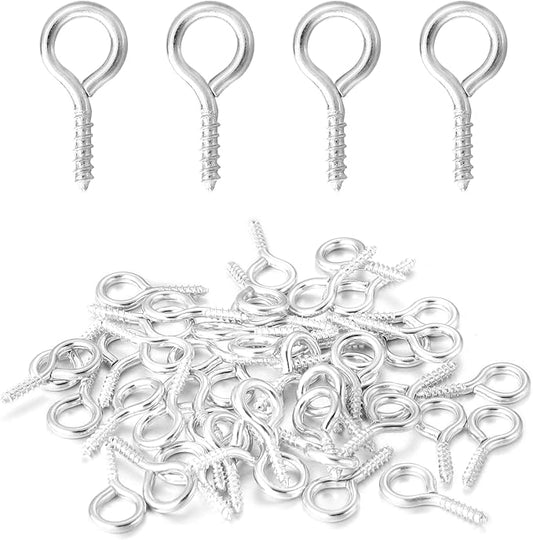 200 Pcs Metal Screw Eye Pins Hooks 0.55inch/7X14mm Heavy Duty Screw Eye Pins for DIY Jewelry Making Silver Plated Eye Bolt Arts & Crafts Project
