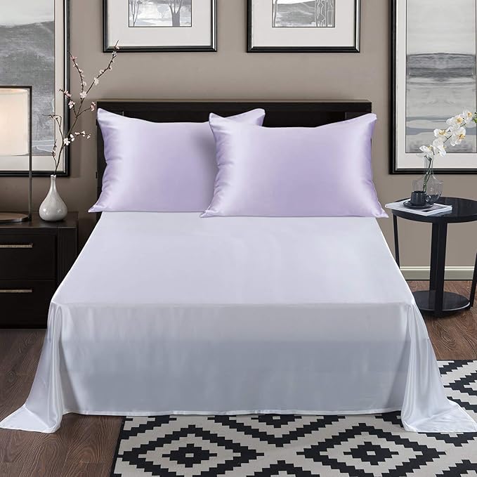 ALASKA BEAR Silk Pillowcase for Hair and Skin, Set of 2 Pure Genuine 22 Momme Mulberry Silk Pillow Cases Queen Size for Bliss Sleep Better Than Poly Satin, Zipper Closure(2pc, Lavender)