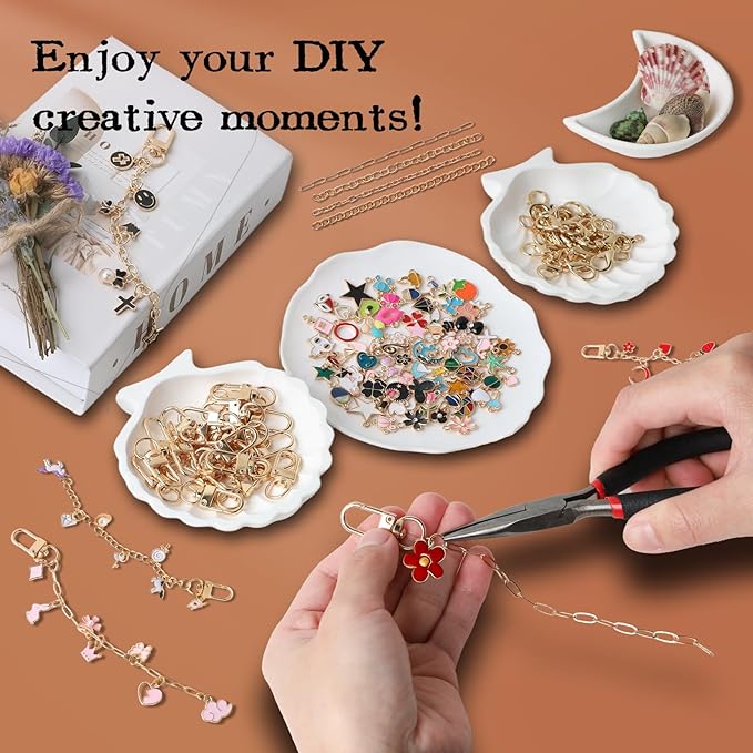 SUTROMA 423Pcs Lip Gloss Keychain Making Kit with Charms | Including 100 Charms 60 Keychain Clips 30 Extender Chains 1 Jewelry Pliers | DIY Keychains Supplies for bag charms and Jewelry Making (Kind2)