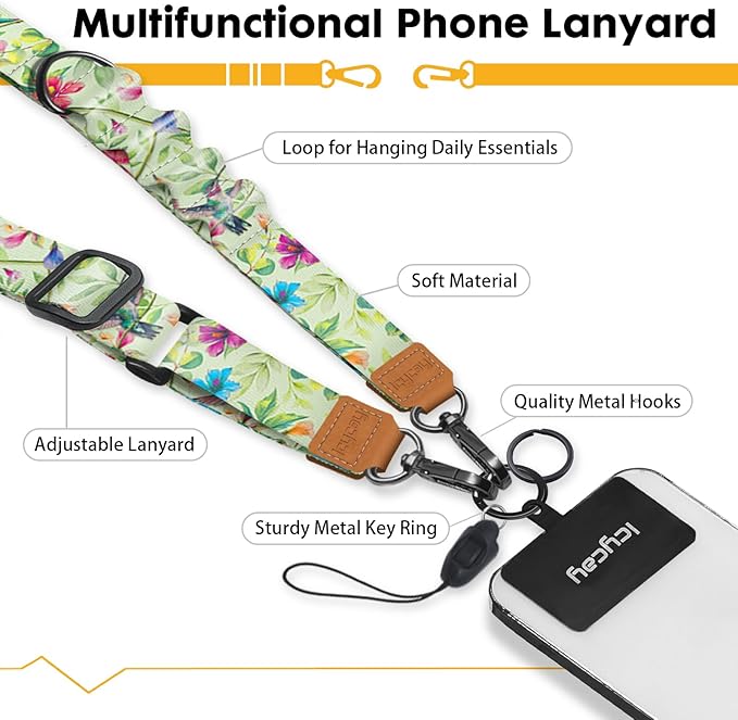 Phone Lanyard Crossbody, Bird Cell Phone Strap for Around The Neck Adjustable, Anti Theft Cute Lanyard for iPhone Case ID Holder Keys Accessories Travel Essential