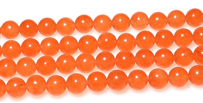 MJDCB Stone Beads 10mm 35pcs Round Orange Red Jade Loose Gemstone Bead Charms for Jewelry Making Bracelet Necklace Earring Pendant