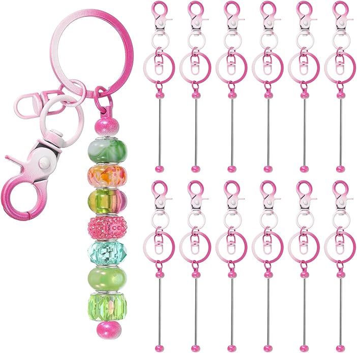 uxcell Beadable Keychain, Keychain Making Supplies, Blank Bead Metal Chain Bars for DIY Crafts Jewelry Making Gift
